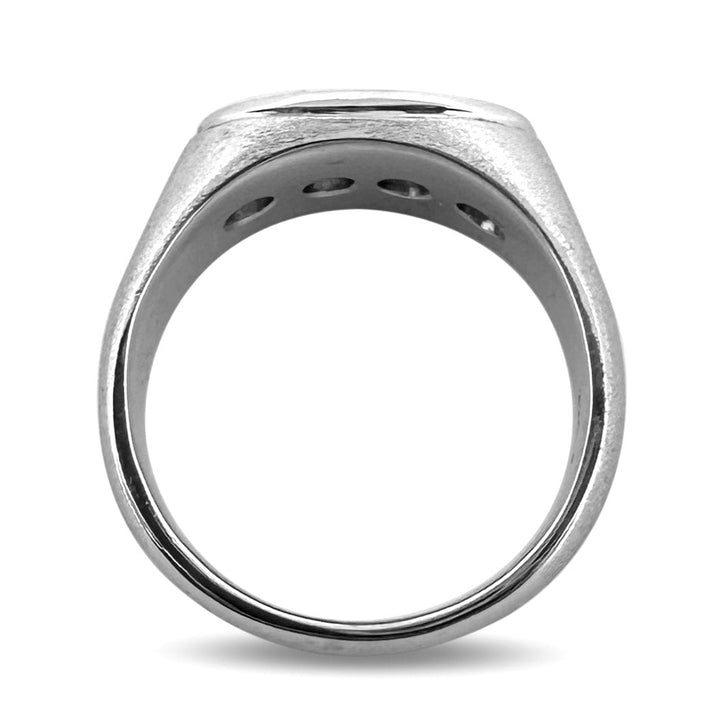 Natural Diamond & Sapphire Men's Ring in 14k White Gold