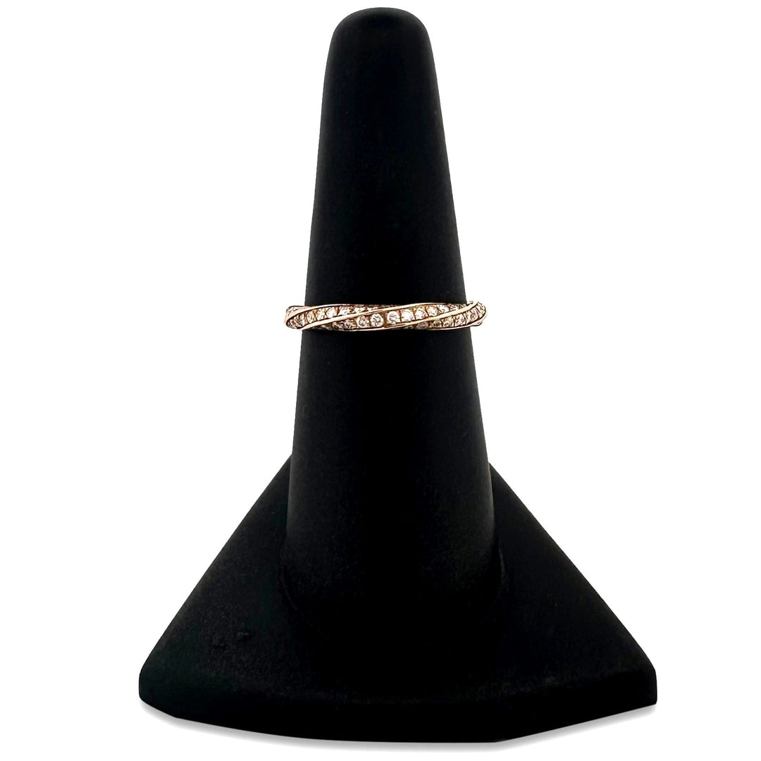 Round Brilliant Natural Diamond Twisted Stackable Band in 14k Yellow Gold