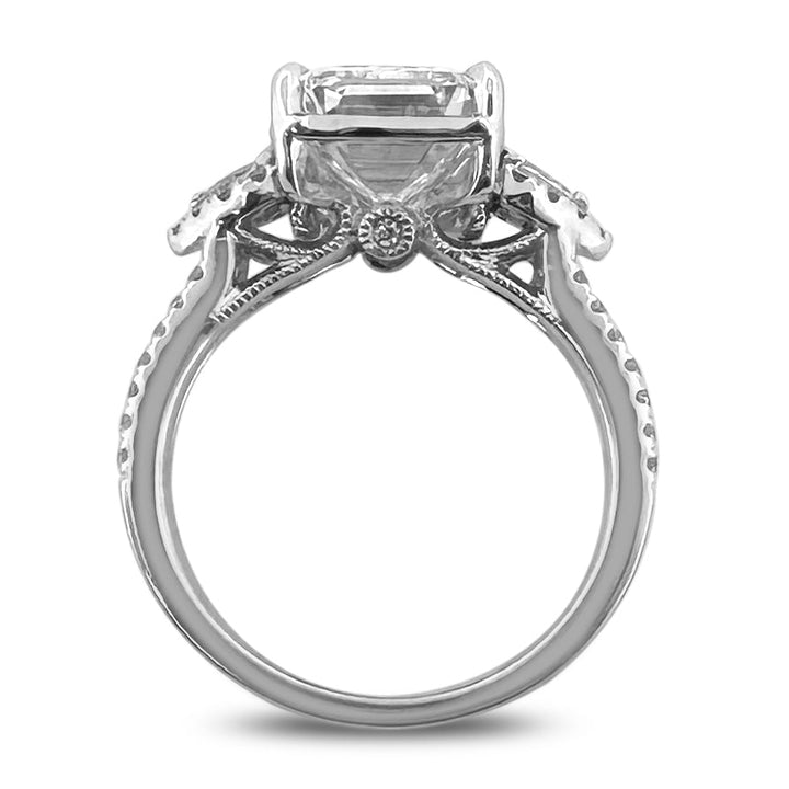 IGI Graded 4.54ct Emerald Cut Lab-Grown & Natural Diamond Engagement Ring 14k White Gold