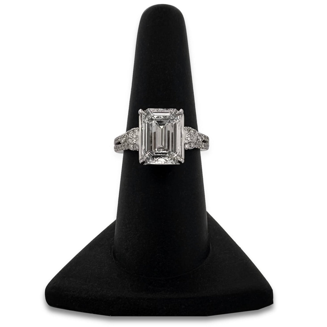 IGI Graded 4.54ct Emerald Cut Lab-Grown & Natural Diamond Engagement Ring 14k White Gold