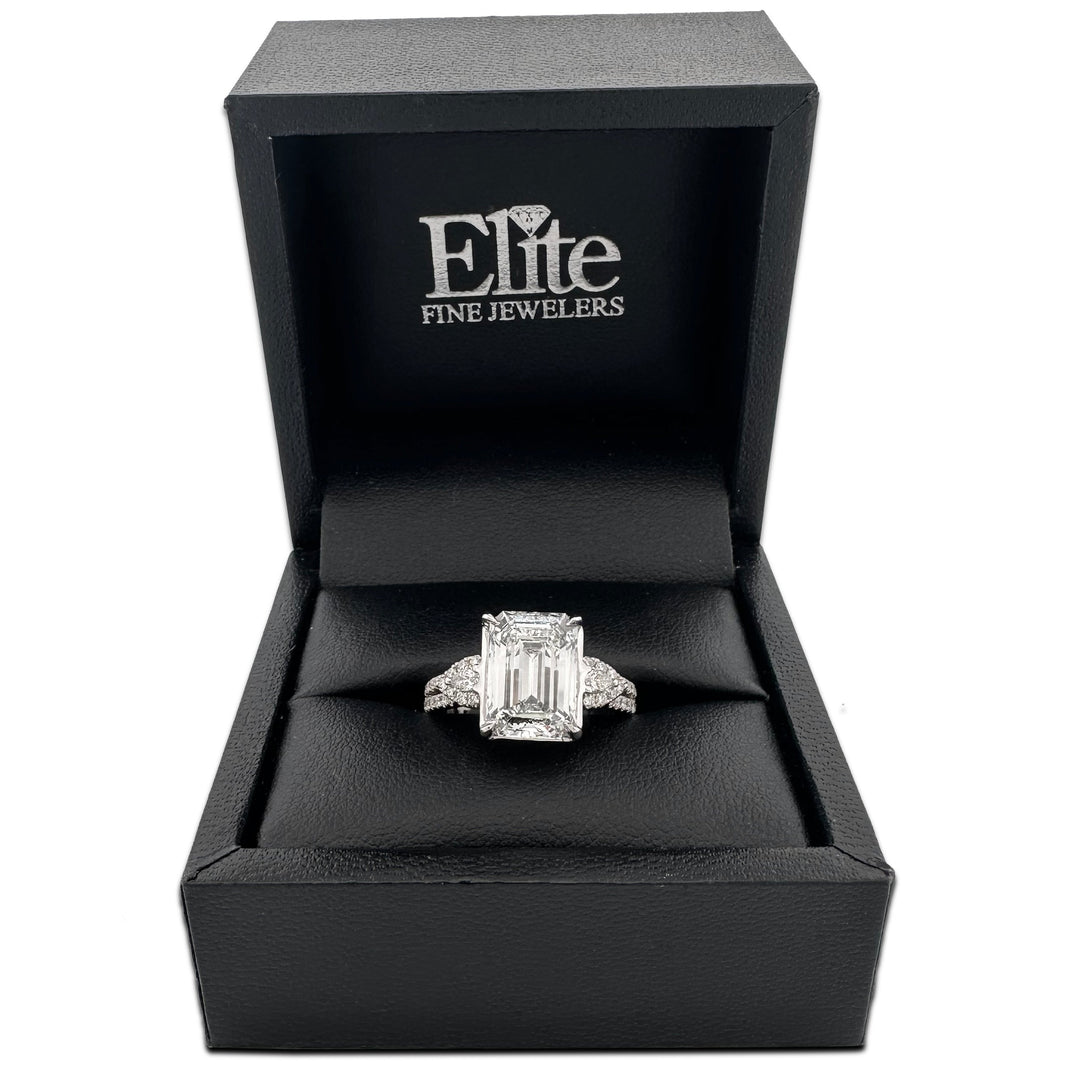 IGI Graded 4.54ct Emerald Cut Lab-Grown & Natural Diamond Engagement Ring 14k White Gold