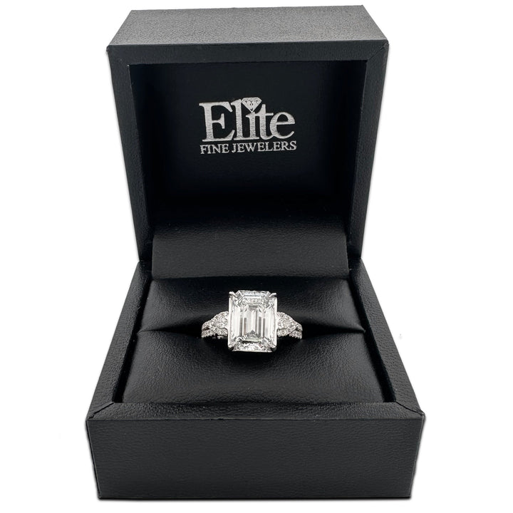 IGI Graded 4.54ct Emerald Cut Lab-Grown & Natural Diamond Engagement Ring 14k White Gold