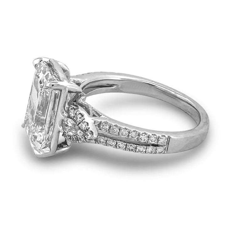 IGI Graded 4.54ct Emerald Cut Lab-Grown & Natural Diamond Engagement Ring 14k White Gold