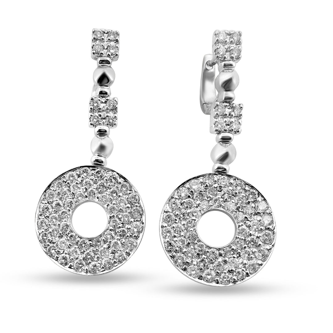 1.12ctw Round Brilliant Diamond Circular Drop Earrings in 18k White Gold