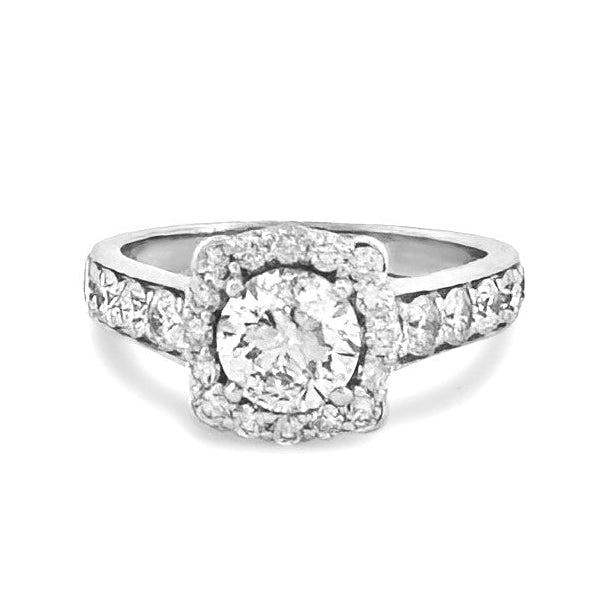 1.84ctw Round Brilliant Halo Natural Diamond Engagement Ring in 14k White Gold