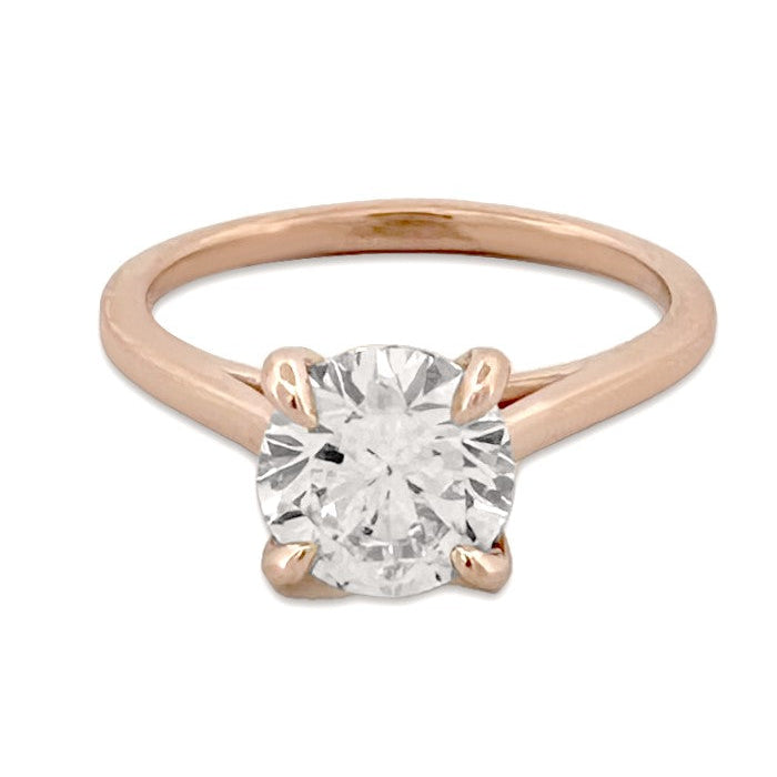GIA Graded 1.56ct Round Brilliant Natural Diamond Solitaire Engagement Ring in 14k Rose Gold