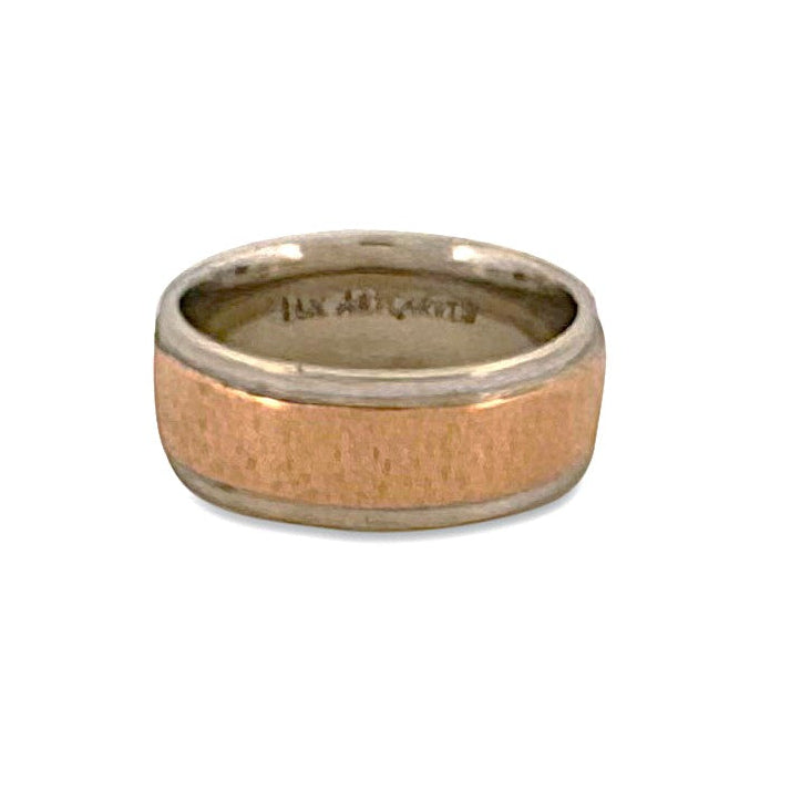 Men's Two-tone Wedding Band in 14k Rose and White Gold