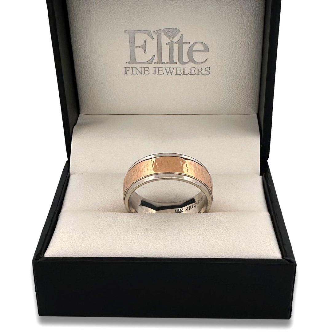 Men's Two-tone Wedding Band in 14k Rose and White Gold