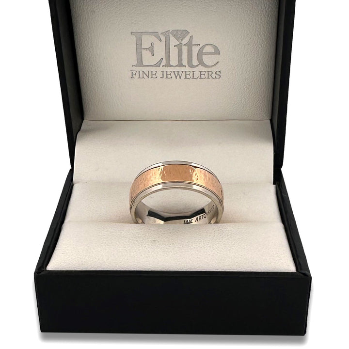 Men's Two-tone Wedding Band in 14k Rose and White Gold