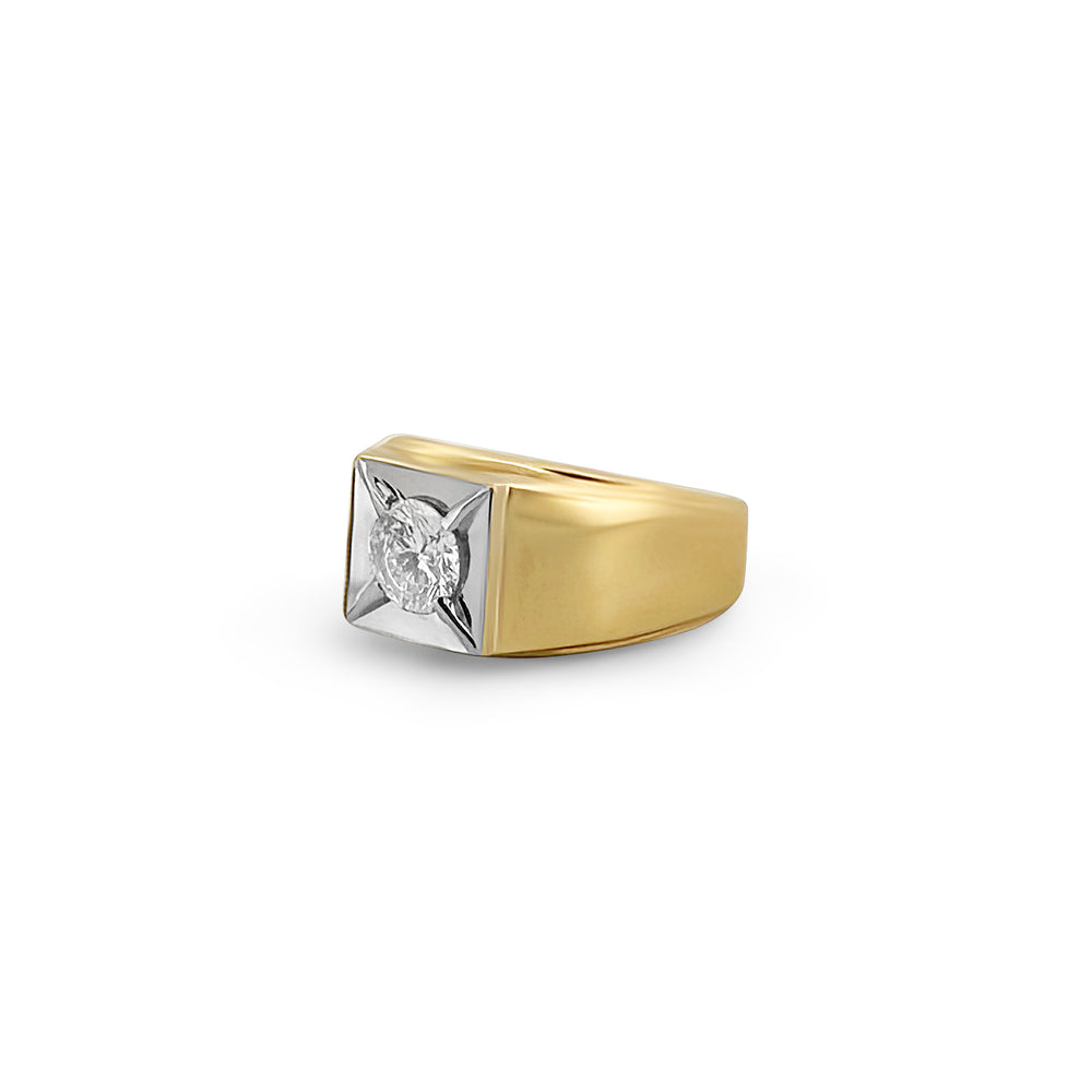 0.91ct Round Brilliant Diamond Men's Ring in 14k Two-tone Gold
