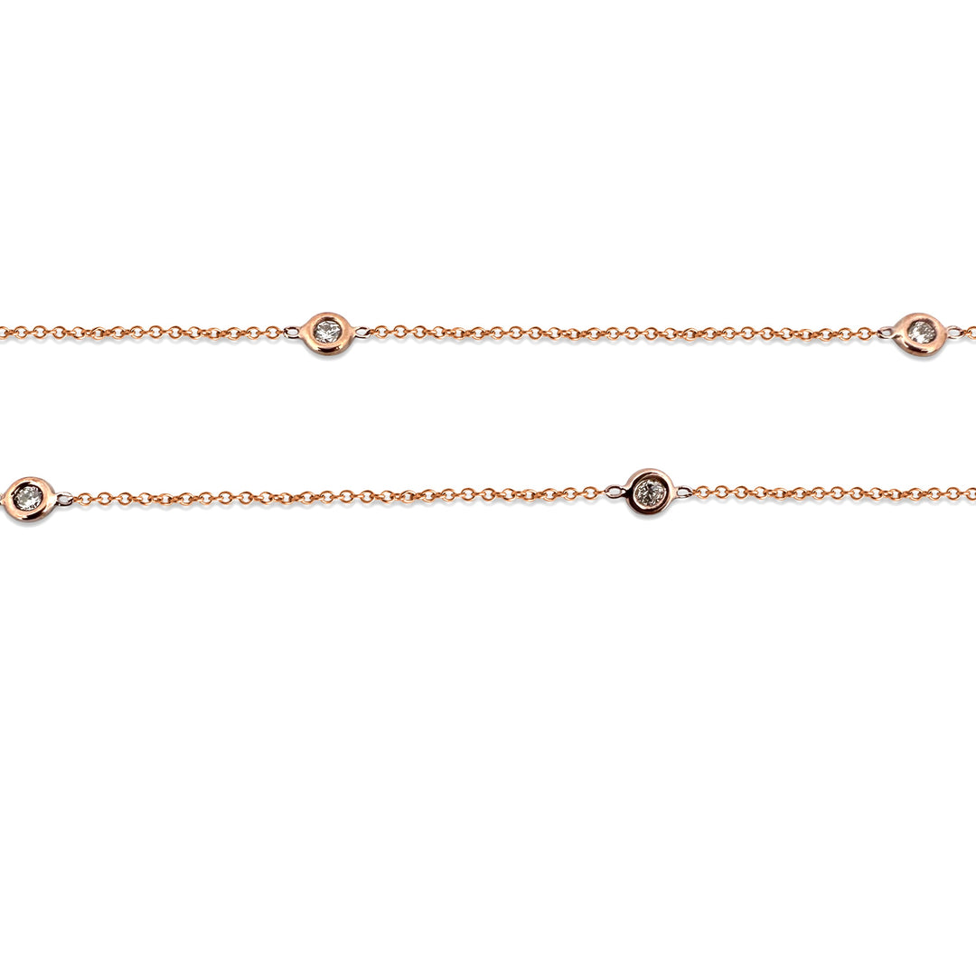0.25ctw Round Brilliant Diamonds by the Yard Station Necklace in 14k Rose Gold