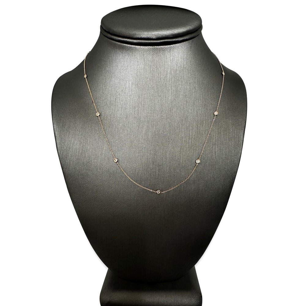 0.25ctw Round Brilliant Diamonds by the Yard Station Necklace in 14k Rose Gold