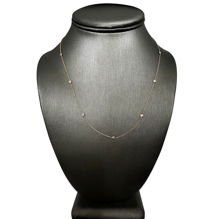 0.25ctw Round Brilliant Diamonds by the Yard Station Necklace in 14k Rose Gold