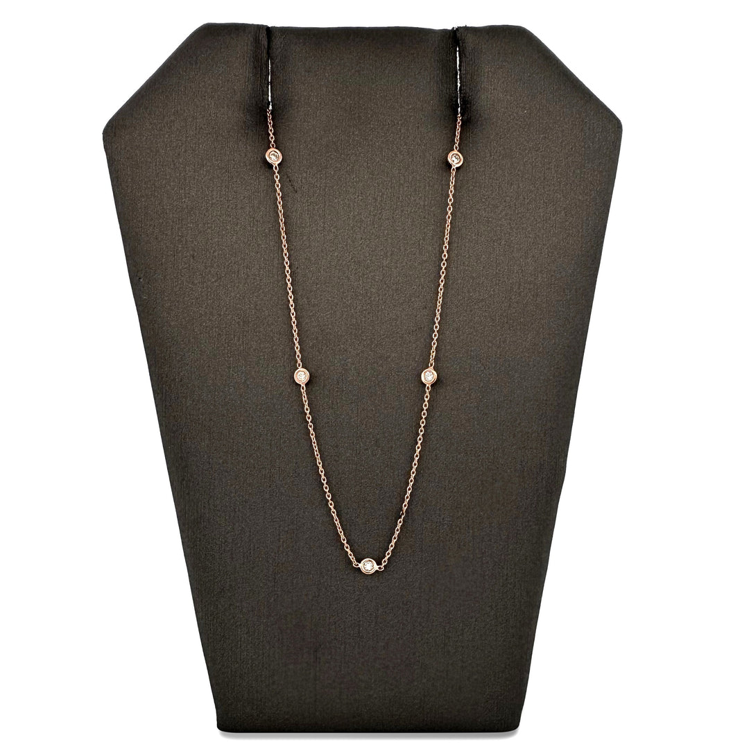 0.25ctw Round Brilliant Diamonds by the Yard Station Necklace in 14k Rose Gold