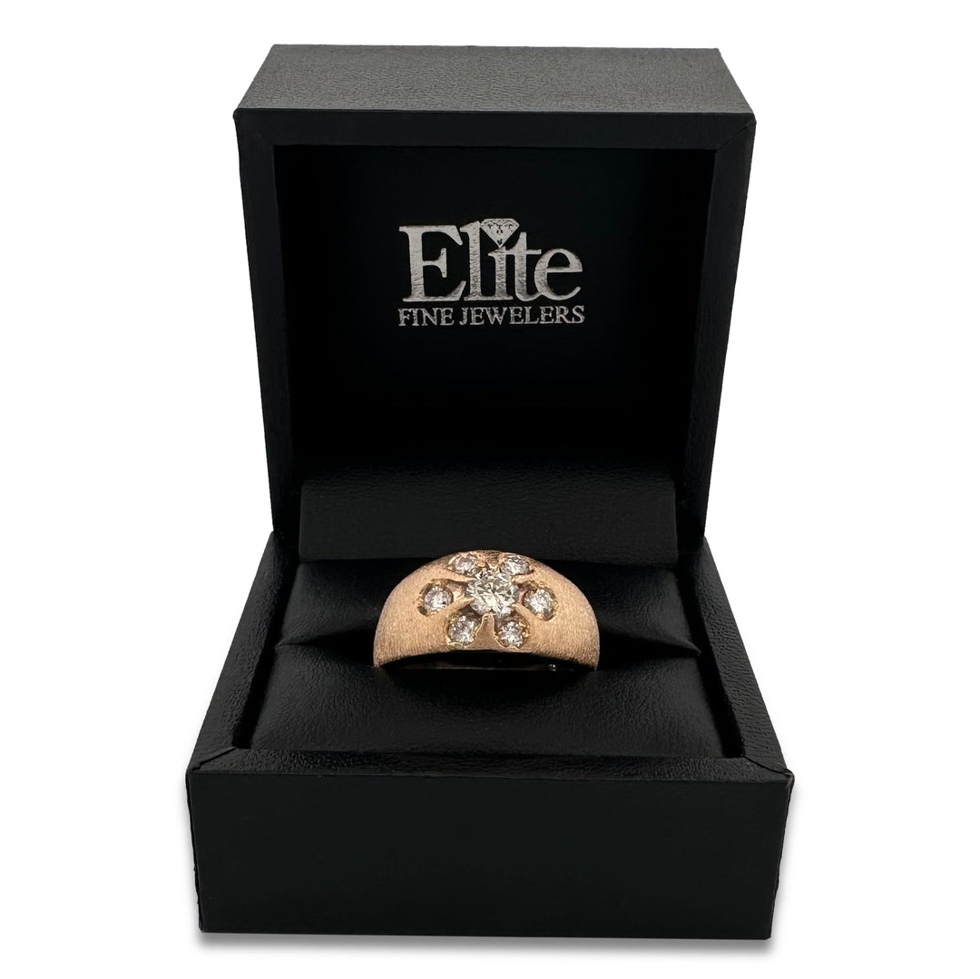 1.23ctw Round Brilliant Natural Diamond Men's Cluster Ring in 14k Yellow Gold