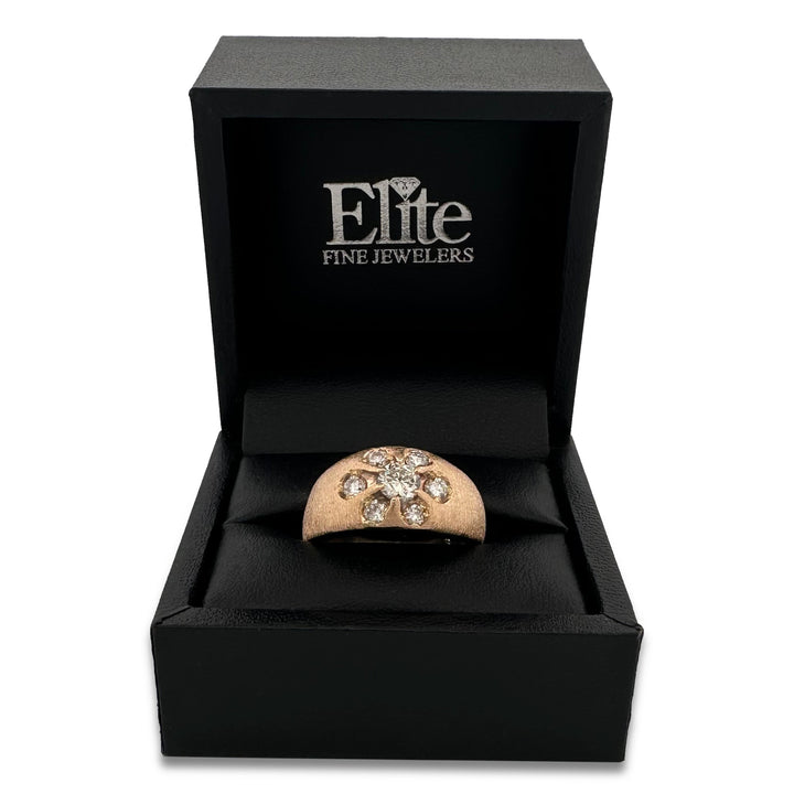 1.23ctw Round Brilliant Natural Diamond Men's Cluster Ring in 14k Yellow Gold