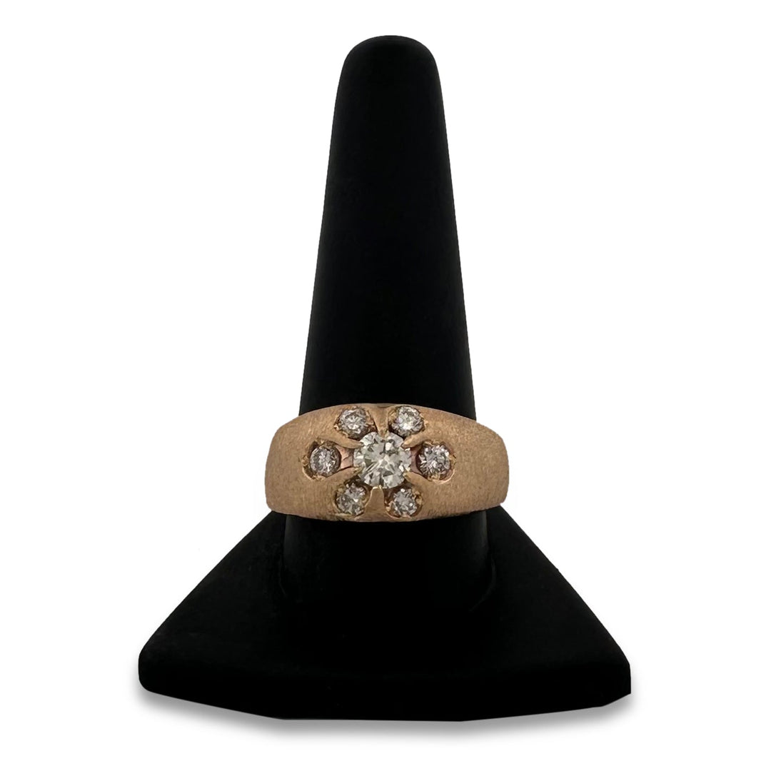 1.23ctw Round Brilliant Natural Diamond Men's Cluster Ring in 14k Yellow Gold