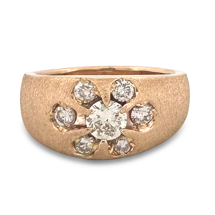 1.23ctw Round Brilliant Natural Diamond Men's Cluster Ring in 14k Yellow Gold