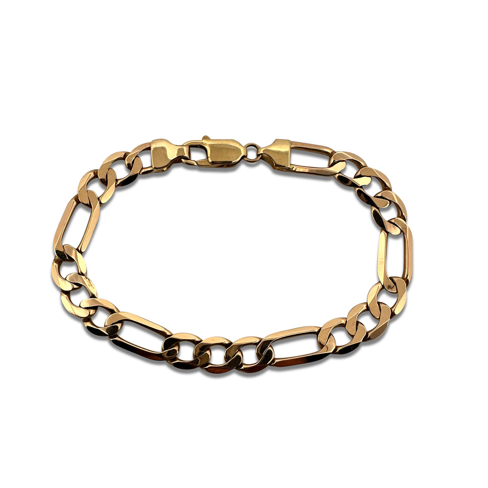 8mm Figaro Bracelet in Solid 14k Yellow Gold