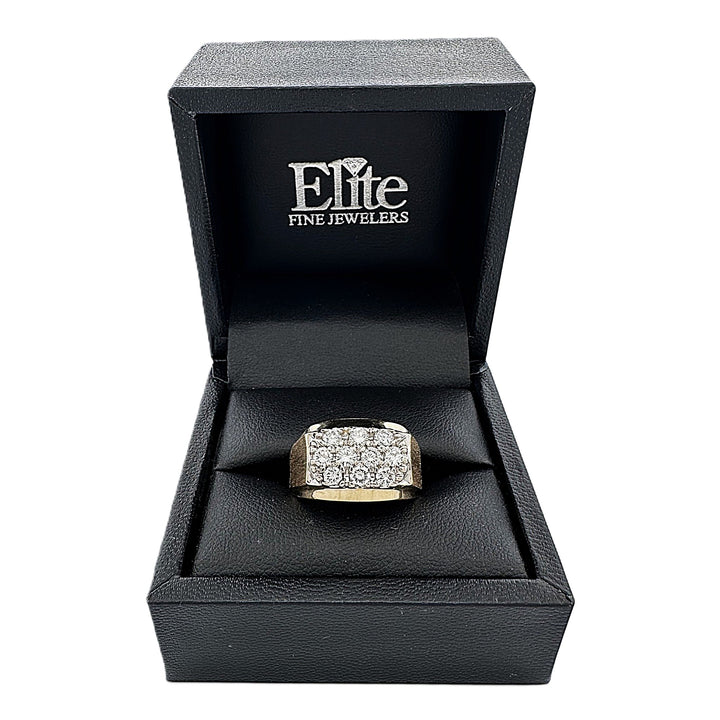 1ctw Round Brilliant Natural Diamond Men's 3-Row Ring in 14k Two-Tone Gold