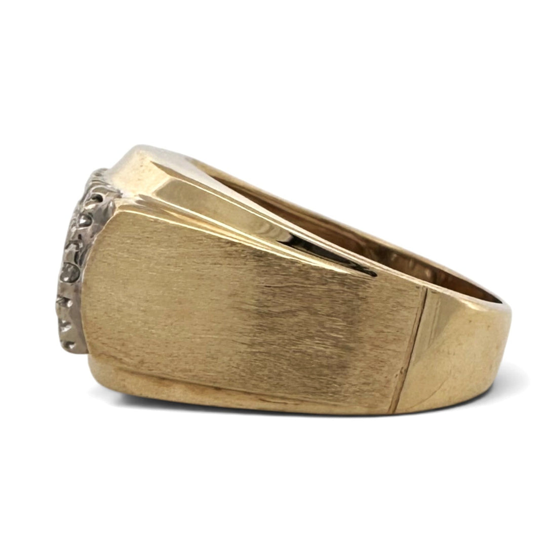 1ctw Round Brilliant Natural Diamond Men's 3-Row Ring in 14k Two-Tone Gold