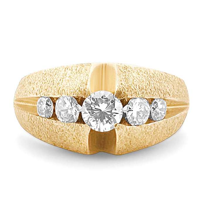 1ctw Round Brilliant Natural Diamond Men's Ring in 14k Yellow Gold
