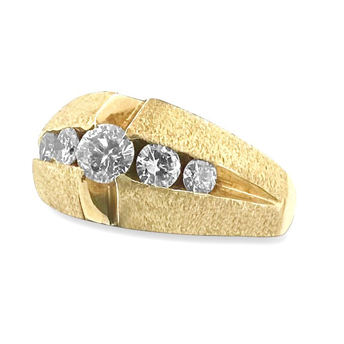 1ctw Round Brilliant Natural Diamond Men's Ring in 14k Yellow Gold