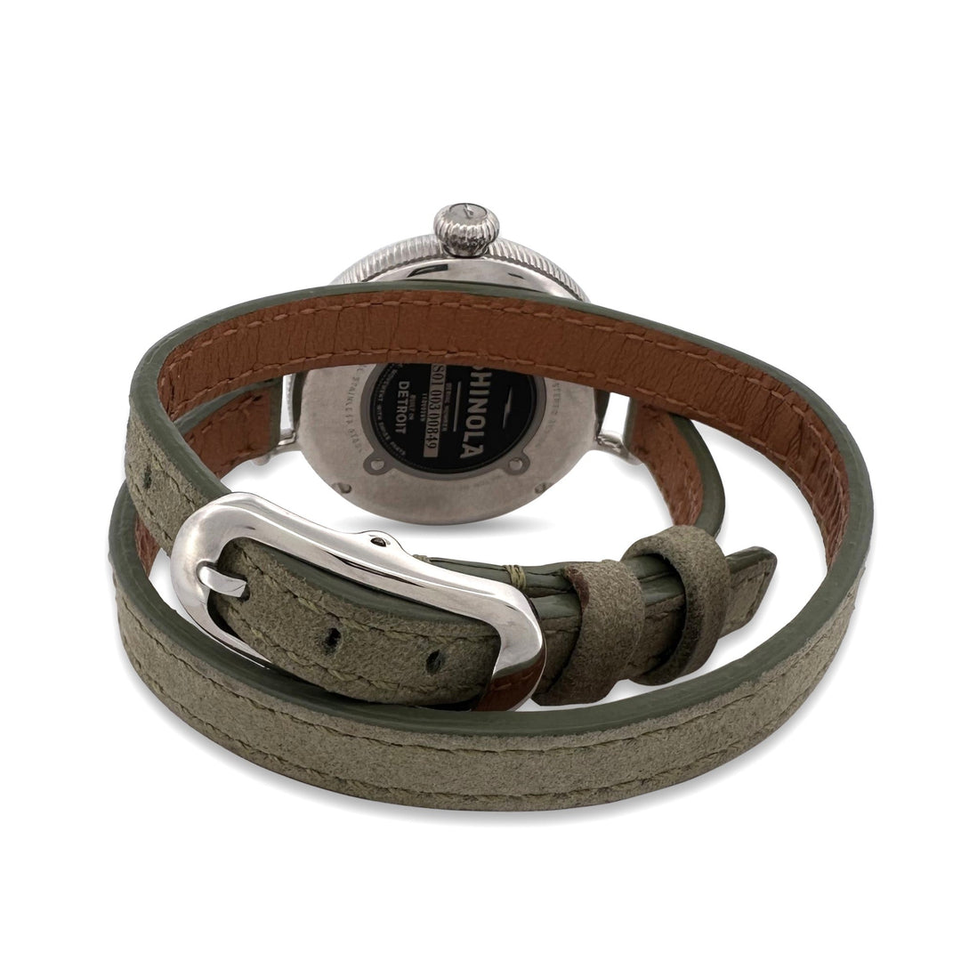 Shinola Birdy 34mm Stainless Steel Lady's Green Leather Strap Watch