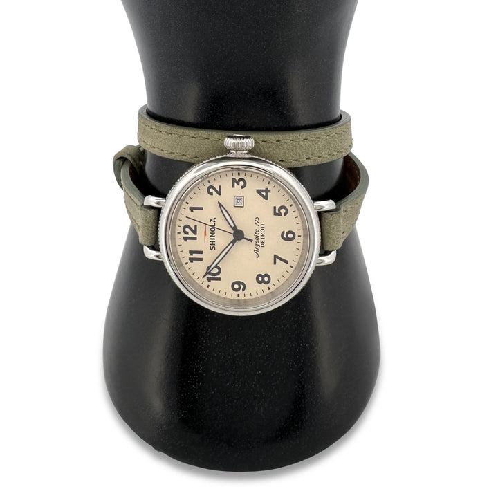 Shinola Birdy 34mm Stainless Steel Lady's Green Leather Strap Watch