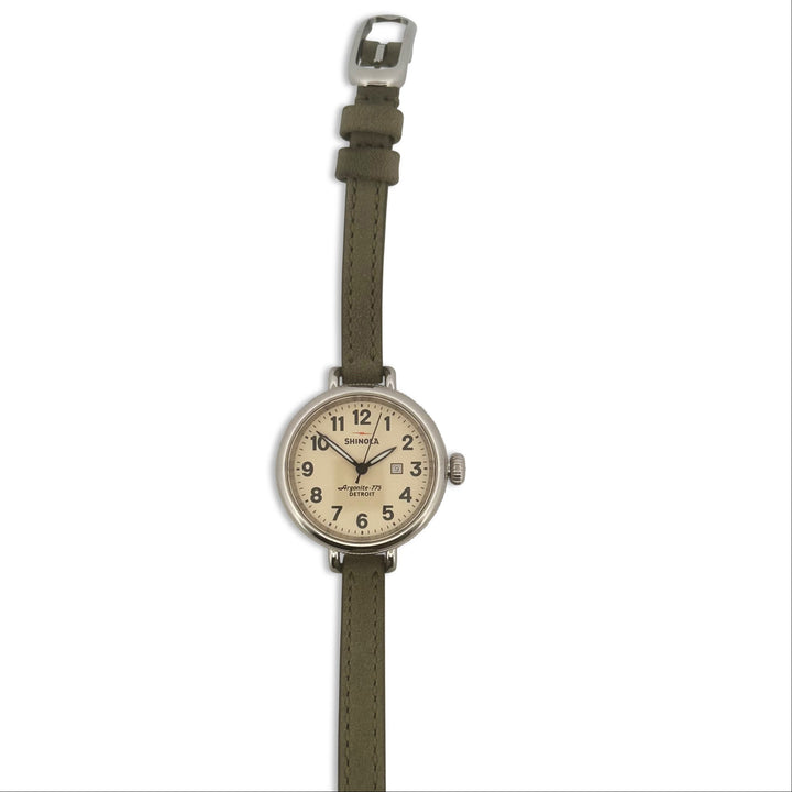 Shinola Birdy 34mm Stainless Steel Lady's Green Leather Strap Watch