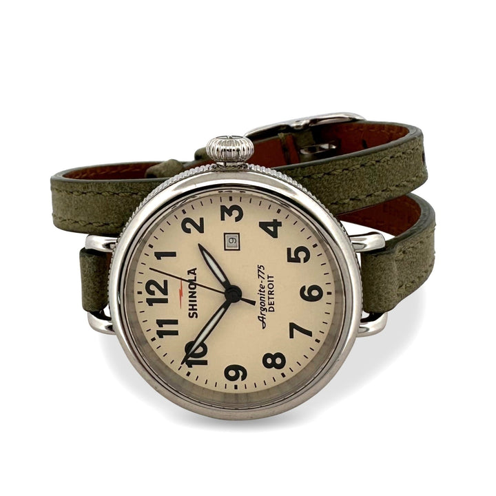Shinola Birdy 34mm Stainless Steel Lady's Green Leather Strap Watch