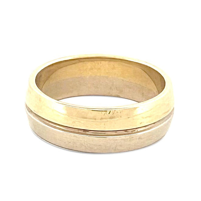 Men's Two-tone Wedding Band in 14k Yellow and White Gold