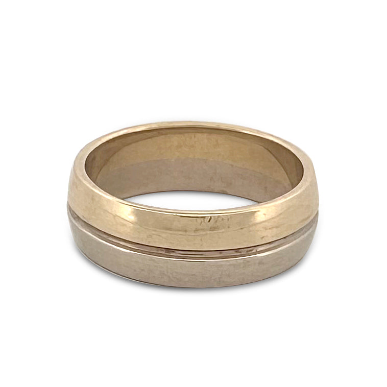 Men's Two-tone Wedding Band in 14k Yellow and White Gold