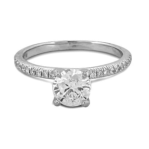 GIA Graded 0.71ct Round Modified Brilliant Center Natural Diamond Engagement Ring in 18k White Gold