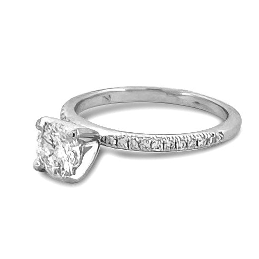 GIA Graded 0.71ct Round Modified Brilliant Center Natural Diamond Engagement Ring in 18k White Gold
