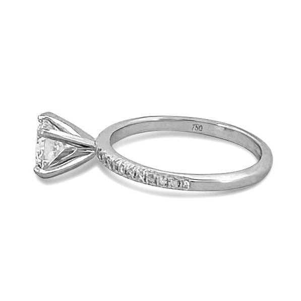 GIA Graded 0.71ct Round Modified Brilliant Center Natural Diamond Engagement Ring in 18k White Gold