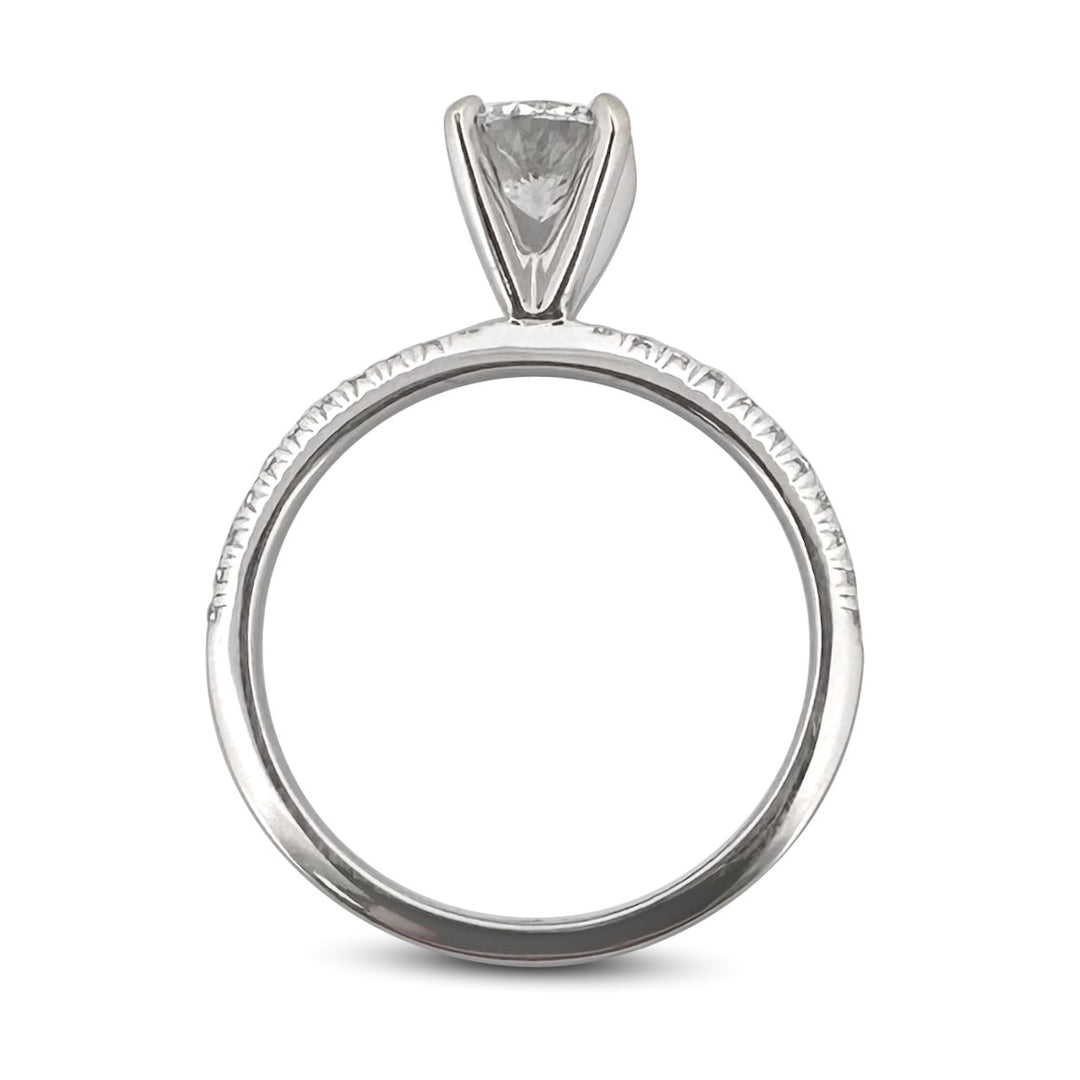 GIA Graded 0.71ct Round Modified Brilliant Center Natural Diamond Engagement Ring in 18k White Gold