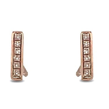 Natural Diamond Petite Bar Earrings in 14k Rose Gold