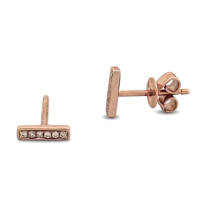 Natural Diamond Petite Bar Earrings in 14k Rose Gold