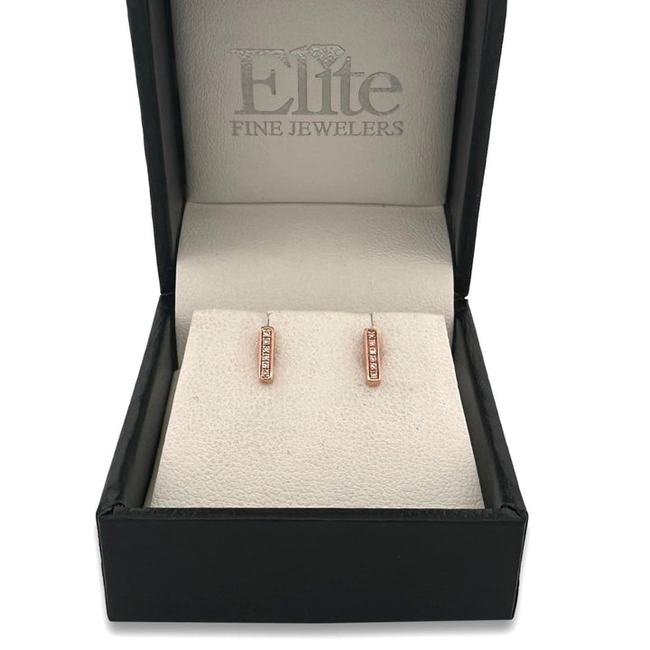 Natural Diamond Petite Bar Earrings in 14k Rose Gold