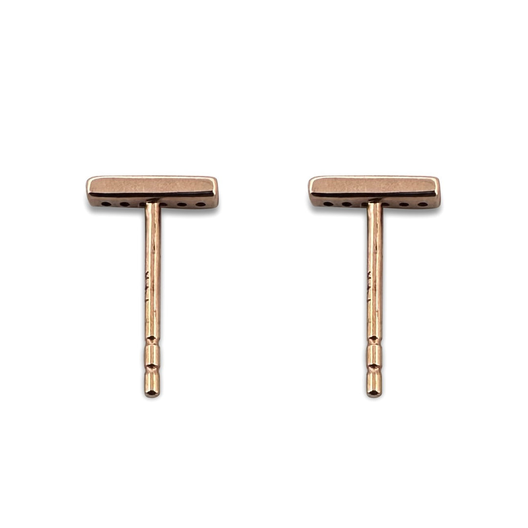 Natural Diamond Petite Bar Earrings in 14k Rose Gold