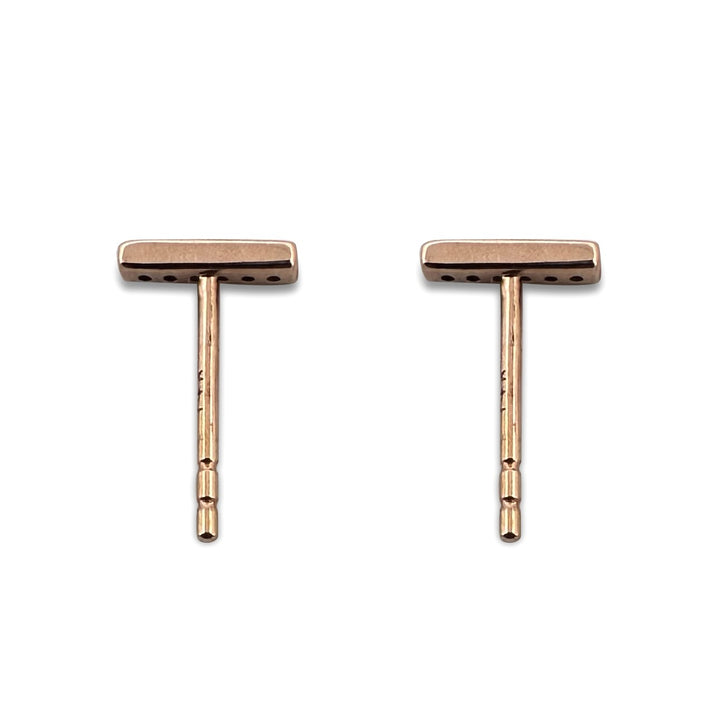 Natural Diamond Petite Bar Earrings in 14k Rose Gold