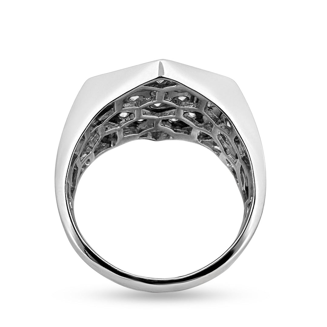 1.87ctw Round Brilliant Diamond Hexagonal Men's Ring in 14k White Gold