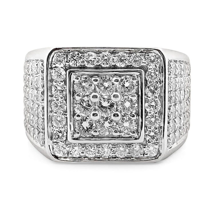 2.37ctw Round Brilliant Diamond Pavé Men's Ring in 14k White Gold