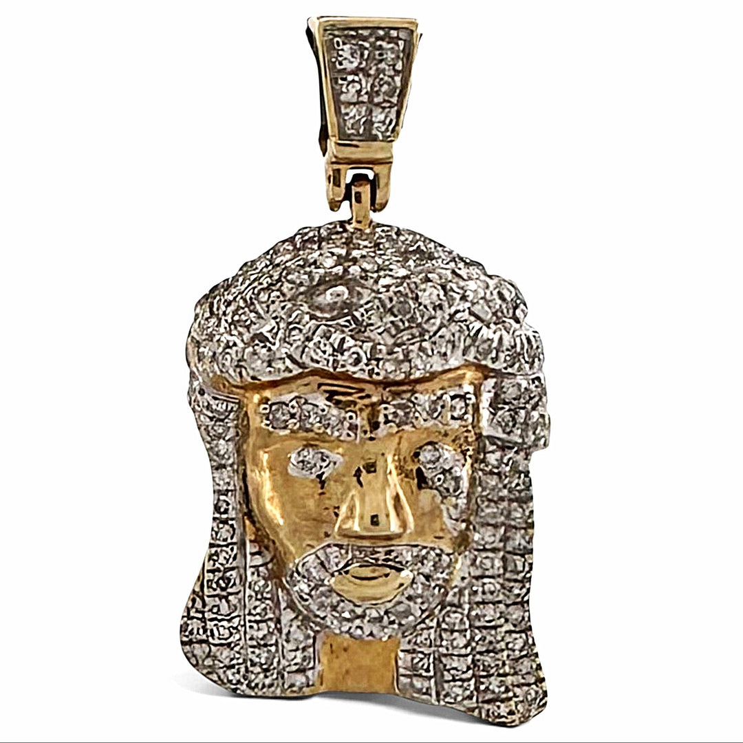 0.44ctw Natural Diamond Weeping Jesus Figural Pendant in 10k Two-Tone Gold