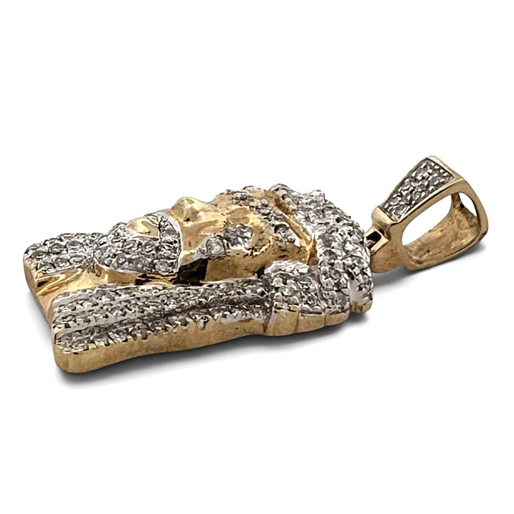 0.44ctw Natural Diamond Weeping Jesus Figural Pendant in 10k Two-Tone Gold