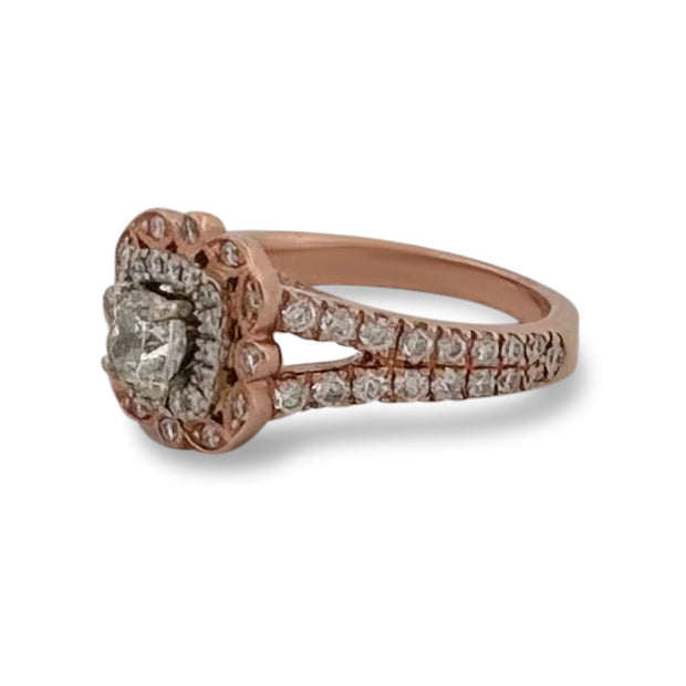 1.80ctw Cushion Cut & Round Brilliant Natural Diamond Double Halo Wedding Set in 14k Rose Gold by Neil Lane