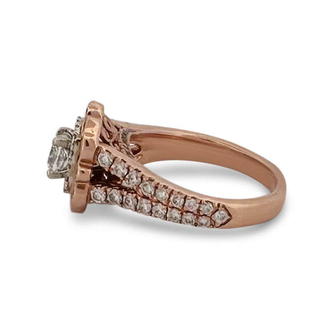 1.80ctw Cushion Cut & Round Brilliant Natural Diamond Double Halo Wedding Set in 14k Rose Gold by Neil Lane