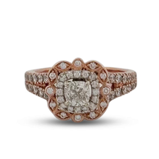 1.80ctw Cushion Cut & Round Brilliant Natural Diamond Double Halo Wedding Set in 14k Rose Gold by Neil Lane