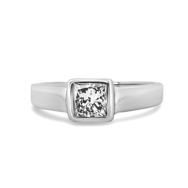 0.55ct Princess Cut Natural Diamond Solitaire Engagement Ring in 14k White Gold